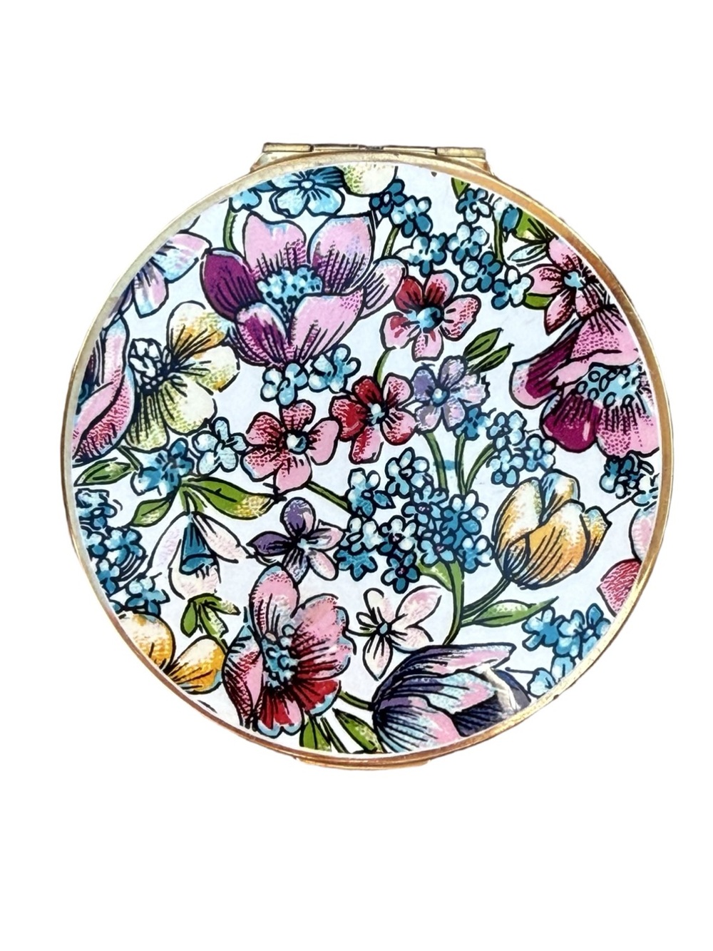 Vintage Mid Century Stratton Liberty Chintz Floral Round Compact